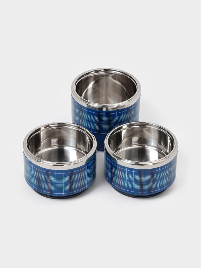 Ланч бокс TAKE IT EASY «Клеточка», 1.35 л, 3 уровня, сохраняет тепло 3 ч, нержавеющая сталь, синий