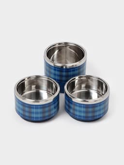 Ланч бокс TAKE IT EASY «Клеточка», 1.35 л, 3 уровня, сохраняет тепло 3 ч, нержавеющая сталь, синий