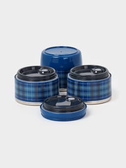 Ланч бокс TAKE IT EASY «Клеточка», 1.35 л, 3 уровня, сохраняет тепло 3 ч, нержавеющая сталь, синий