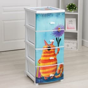 Комод 4-х секционный «Декор. Кот», 38.5×47×95 см, белый