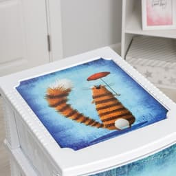 Комод 4-х секционный «Декор. Кот», 38.5×47×95 см, белый