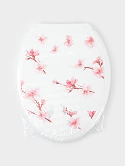 Сиденье для унитаза с крышкой «Декор. Сакура», 44.5×37 см, белое