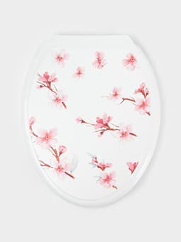 Сиденье для унитаза с крышкой «Декор. Сакура», 44.5×37 см, белое