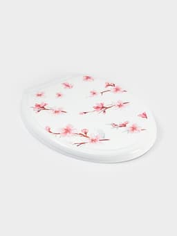 Сиденье для унитаза с крышкой «Декор. Сакура», 44.5×37 см, белое