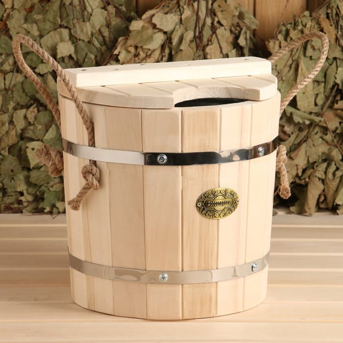 Запарник - ведро для бани и сауны, 7 л, липа, оцинкованная вставка, с крышкой, «Добропаровъ»