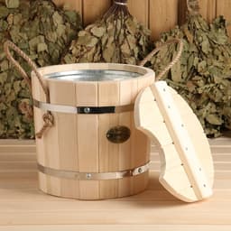 Запарник - ведро для бани и сауны, 7 л, липа, оцинкованная вставка, с крышкой, «Добропаровъ»
