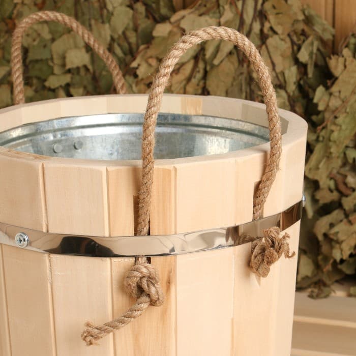 Запарник - ведро для бани и сауны, 7 л, липа, оцинкованная вставка, с крышкой, «Добропаровъ»