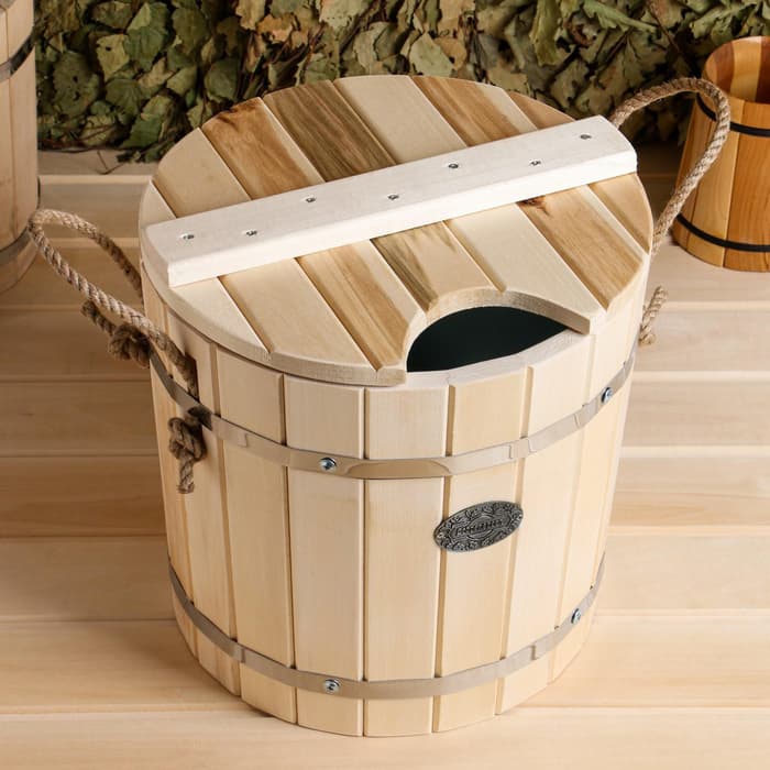 Запарник - ведро для бани и сауны, 12 л, липа, оцинкованная вставка, с крышкой, «Добропаровъ»