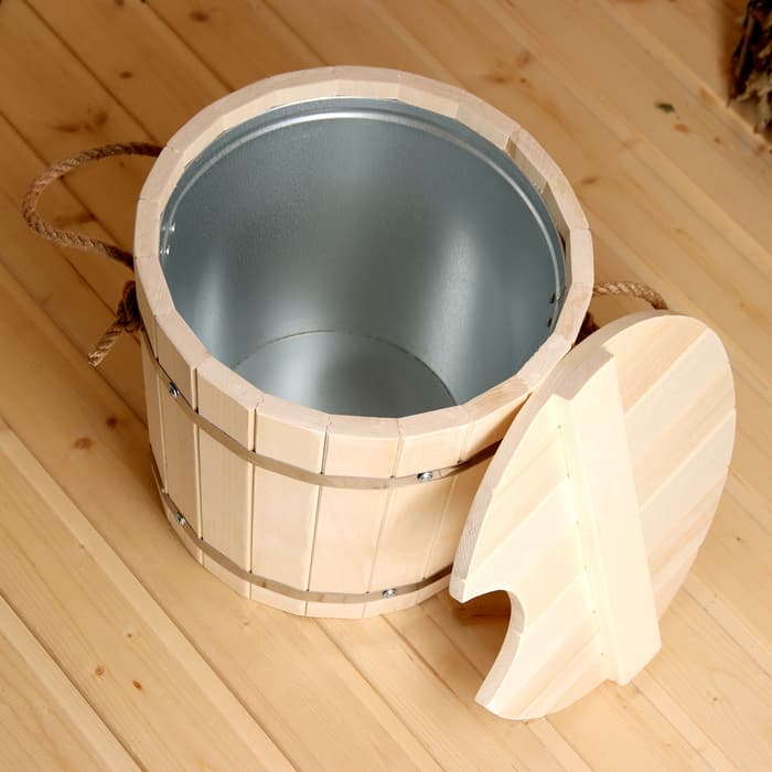 Запарник - ведро для бани и сауны, 12 л, липа, оцинкованная вставка, с крышкой, «Добропаровъ»