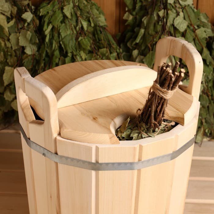 Запарник - ведро для бани и сауны, 12 л, липа, нержавеющая вставка, с крышкой, «Добропаровъ»