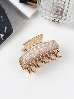 Крабик для волос «Бурлеск», бусины стразы, 6 см, золото