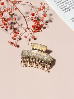 Крабик для волос «Бурлеск», бусины стразы, 6 см, золото