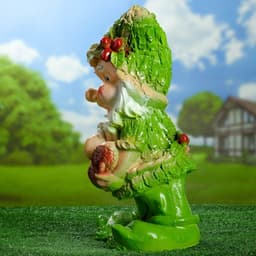 Садовая фигура из гипса «Гном с желудями», 45×26 см, зелёная