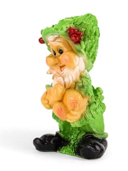 Садовая фигура из гипса «Гном с желудями», 45×26 см, зелёная