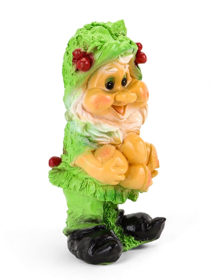 Садовая фигура из гипса «Гном с желудями», 45×26 см, зелёная