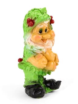 Садовая фигура из гипса «Гном с желудями», 45×26 см, зелёная