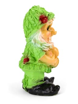 Садовая фигура из гипса «Гном с желудями», 45×26 см, зелёная