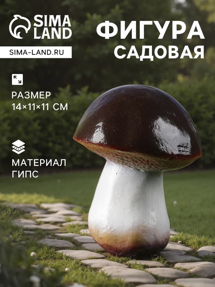 Садовая фигура из гипса «Гриб-боровик», 14×11×11 см