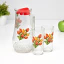 Набор для напитков «Букеты», 3 предмета: кувшин 1.7 л, стаканы 230 мл, 2 шт., стекло, рисунок МИКС