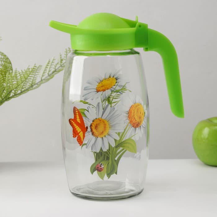 Набор для напитков «Букеты», 3 предмета: кувшин 1.7 л, стаканы 230 мл, 2 шт., стекло, рисунок МИКС