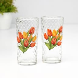 Набор для напитков «Букеты», 3 предмета: кувшин 1.7 л, стаканы 230 мл, 2 шт., стекло, рисунок МИКС