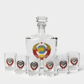 Набор для напитков «Герб СССР», 7 предметов: штоф 500 мл, 6 стопок 50 мл, стекло