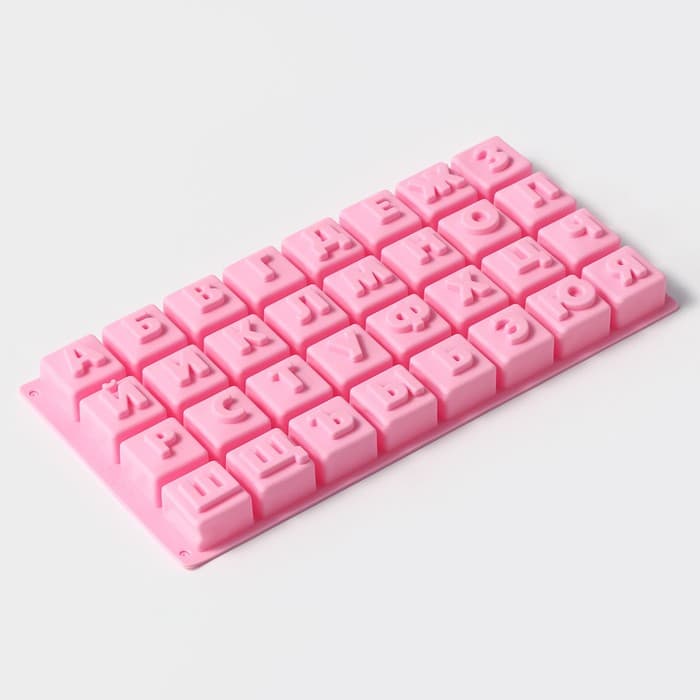 Форма для шоколада Доляна «Буквы.Алфавит», силикон, 35×18 см, 32 ячейки (3.7×3.7×3 см), МИКС