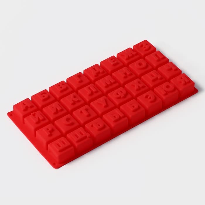 Форма для шоколада Доляна «Буквы.Алфавит», силикон, 35×18 см, 32 ячейки (3.7×3.7×3 см), МИКС