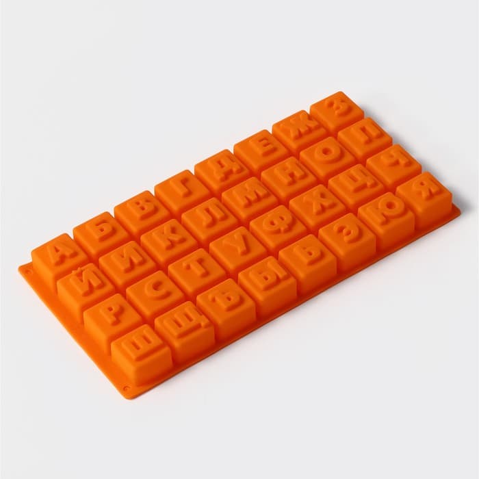 Форма для шоколада Доляна «Буквы.Алфавит», силикон, 35×18 см, 32 ячейки (3.7×3.7×3 см), МИКС