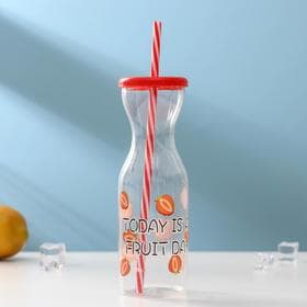 Бутылка для воды «Цитрусовый бум», 450 мл, с трубочкой, МИКС