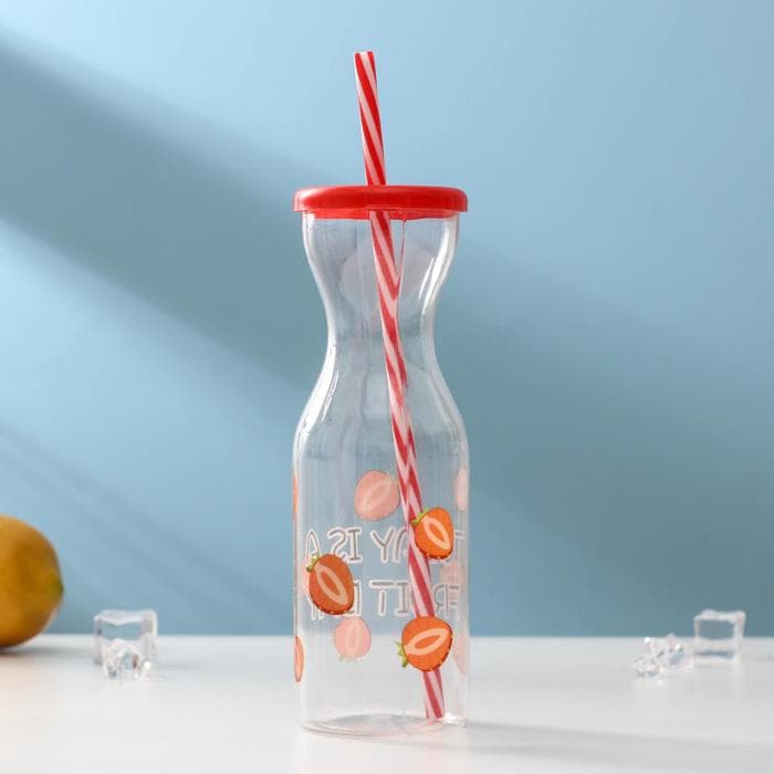 Бутылка для воды «Цитрусовый бум», 450 мл, с трубочкой, МИКС