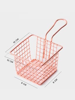 Корзинка для картофеля фри Доляна «Роял», крупная сетка, розовое золото, форма ручки МИКС