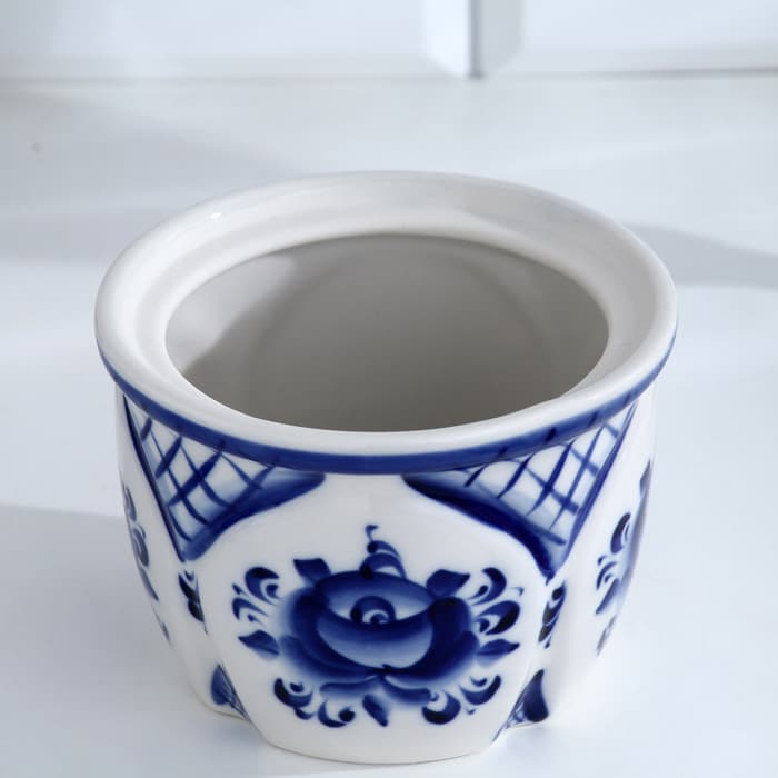 Солонка с крышкой «Тыква», 0.6 л, 11.5×12 см, фарфор гжель