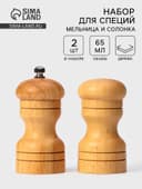 Набор для специй Доляна «Комфорт», 50 мл, 11×10×5 см, 2 предмета: мельница, солонка