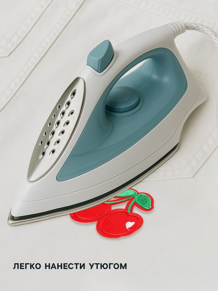 Термоаппликация «Вишня», 6×5 см, красная