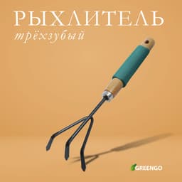 Рыхлитель Greengo, длина 30.5 см, 3 зубца, деревянная ручка с поролоном