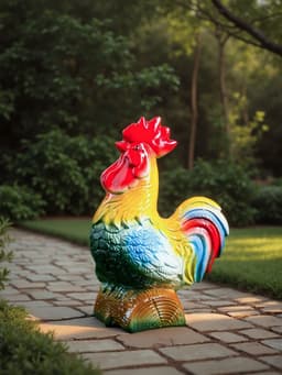 Садовая фигура из гипса «Петух на бревне», 26×12×18 см