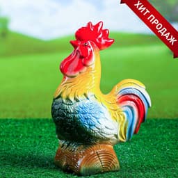 Садовая фигура из гипса «Петух на бревне», 26×12×18 см