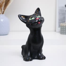 Копилка для денег «Кот Оскар», чёрный, керамика, 12×13×23 см