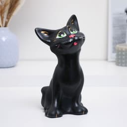 Копилка для денег «Кот Оскар», чёрный, керамика, 12×13×23 см