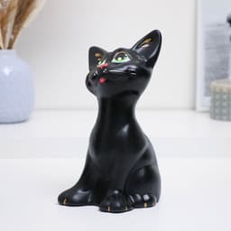 Копилка для денег «Кот Оскар», чёрный, керамика, 12×13×23 см