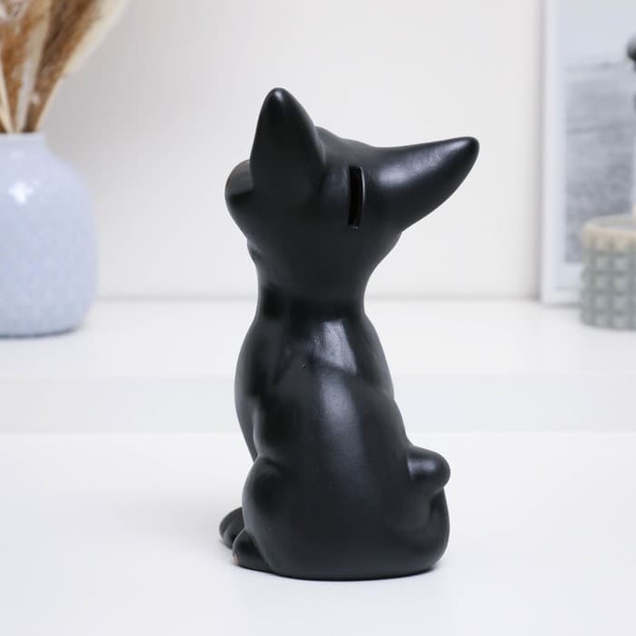 Копилка для денег «Кот Оскар», чёрный, керамика, 12×13×23 см