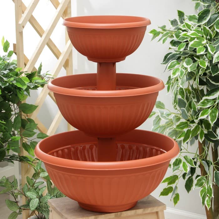 Каскад для цветов IDEA «Ливия», 3 яруса, пластик, 20 л, терракотовый