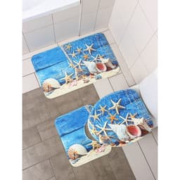 Коврики для ванной и туалета Доляна «Ракушки», 3 шт., 37×45 см, 37×45 см, 45×75 см
