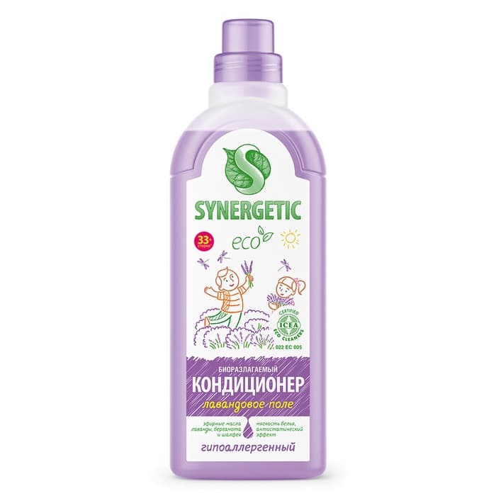 Кондиционер-ополаскиватель для белья Synergetic «Лавандовое поле», биоразлагаемый, 1 л