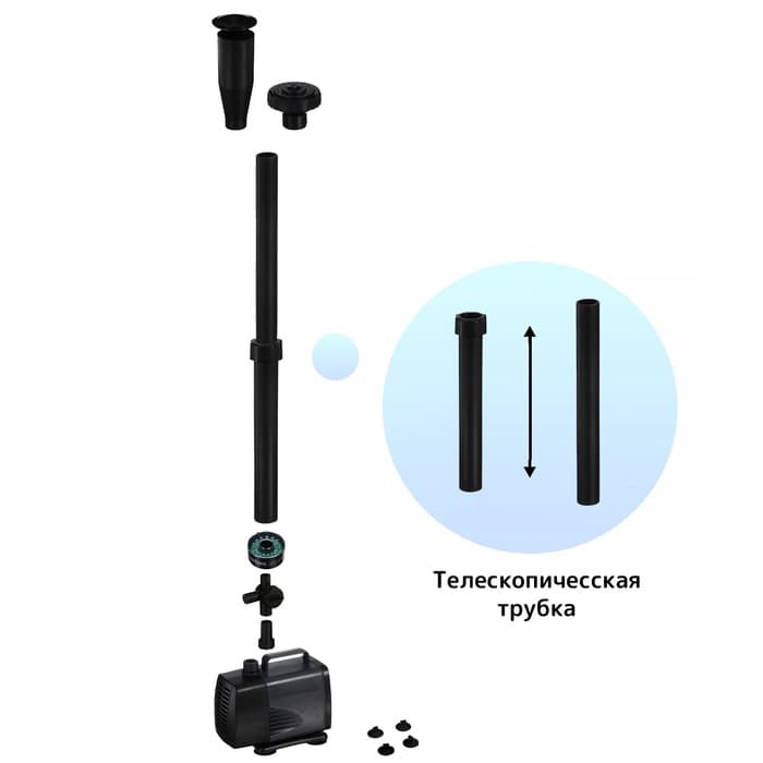 Фонтан садовый с подсветкой LED-5800FP, 40 Вт, h=3 м, 3500 л/ч, 30 LED-ламп, кабель 5 м