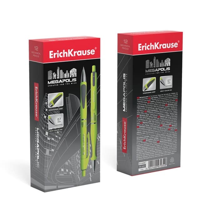 Карандаш механический ErichKrause. Megapolis Concept, толщина грифеля 0.7 мм, НВ, резиновый упор
