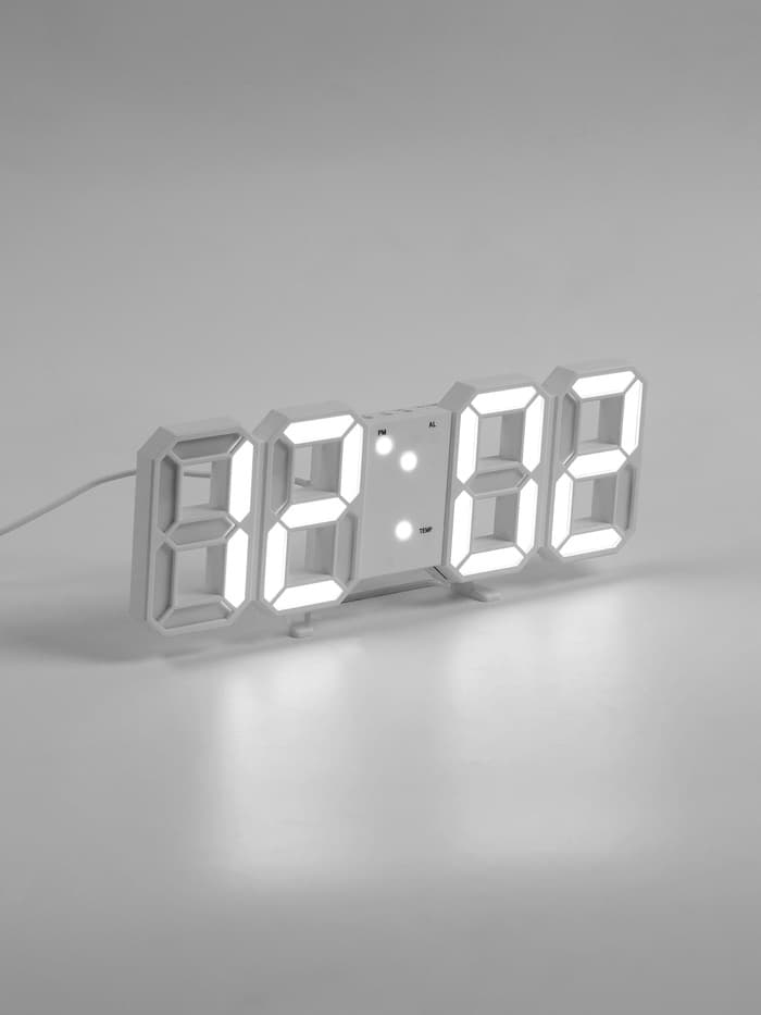 Часы - будильник электронные «Цифры», настольные, настенные, на подвесе, 9×3×23 см, белая индикация