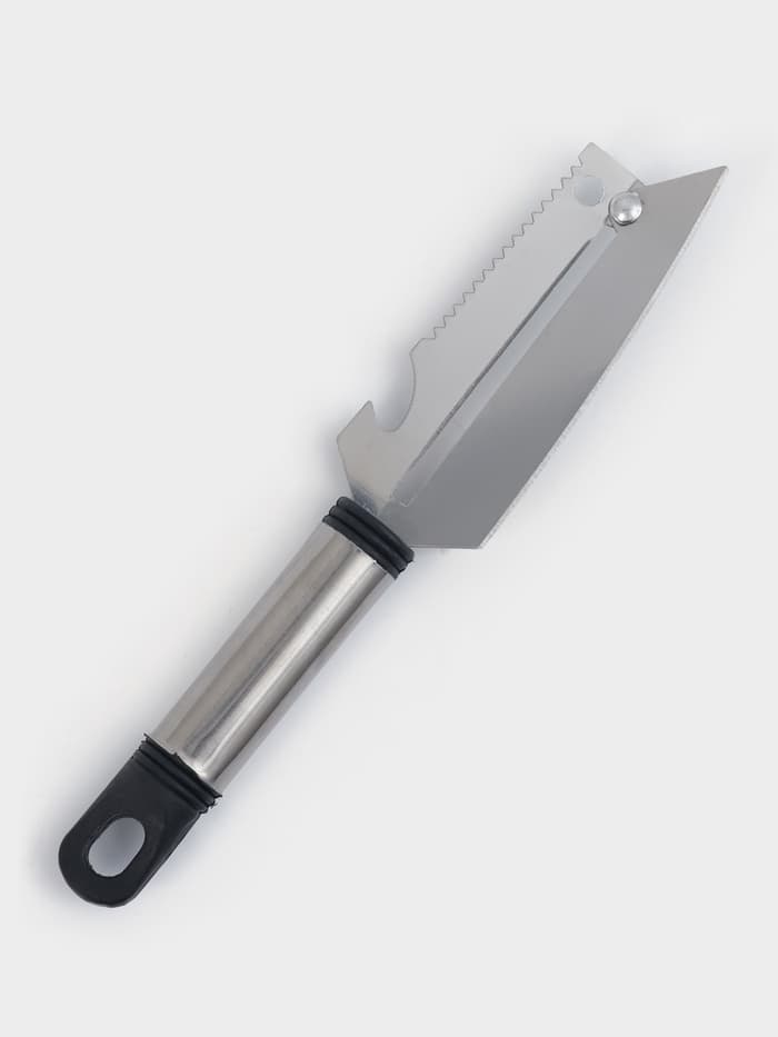 Шинковка, нож для нарезки, открывалка Доляна «Помощник», 3 в 1, 19.5 см (лезвие 9.8 см), серебристый