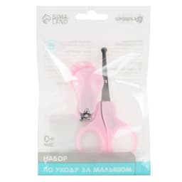 Детский маникюрный набор Крошка Я, 2 предмета: ножницы, кусачки-книпсер, от 0 мес., розовый